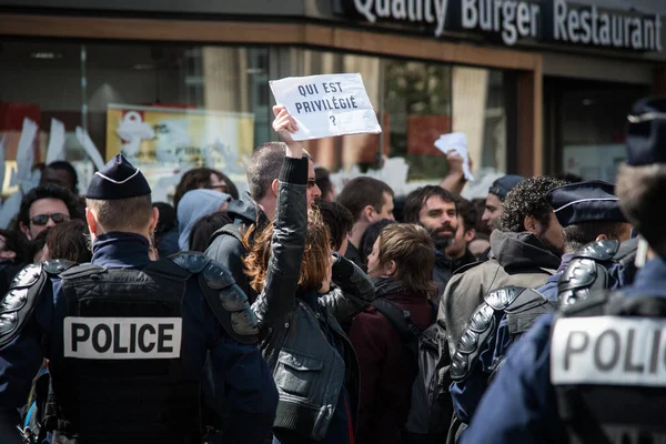 Francie Paris Lidé Labour Protest — Stock fotografie