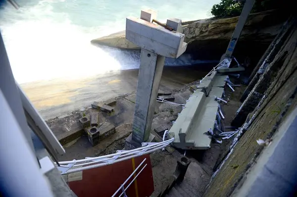 里约热内卢 2016年4月21日 里约热内卢 在自行车倒塌后的自行车道视图 该赛道于1月落成 受到巨浪的冲击 — 图库照片
