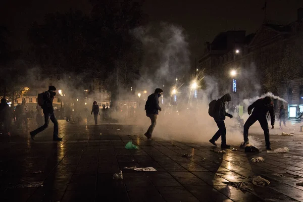 Přeplněná Demonstrace Nuit Debout Paříži Francie — Stock fotografie