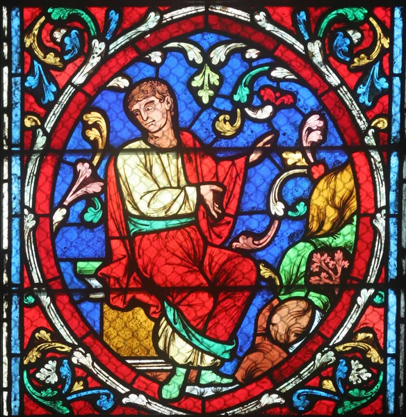 Kolorowe Witraże Katedra Notre Dame Paris — Zdjęcie stockowe