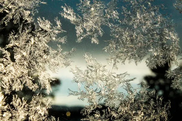 Modelli Gelo Vetro Sfondo Invernale — Foto Stock