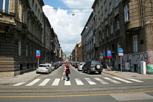 Zagrebs Straßen Bei Sonnigem Tag — Stockfoto