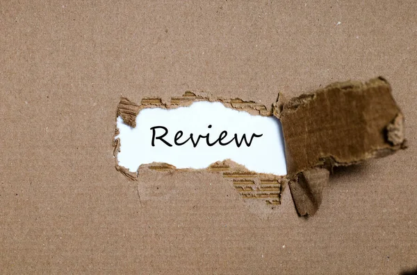 Word Review Appearing Torn Paper — Stock Photo, Image