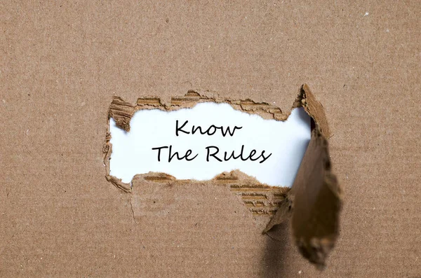 Words Know Rules Appearing Torn Paper — Stock Photo, Image