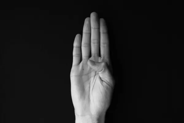 Hand Gestures Black Background Human Hands — Stock Photo, Image
