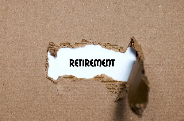 Pensionering Van Woord Weergegeven Achter Gescheurd Papier — Stockfoto