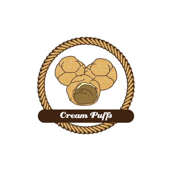 おいしいクリームパフのイラスト — ストック写真