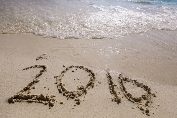 Konec Roku 2016 Písečné Pláži — Stock fotografie