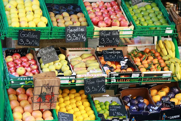 Fruitkraam Straatmarkt Frankrijk — Stockfoto