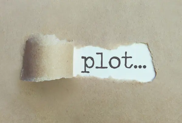 Word Plot Torn Paper Concept Story — Stock Photo, Image