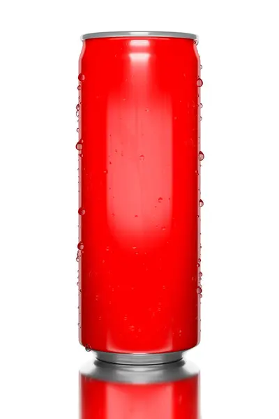 Typisk Röd Energi Dryck Tenn Isolerad — Stockfoto