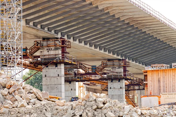 Construção Pontes Longas Durante Dia — Fotografia de Stock