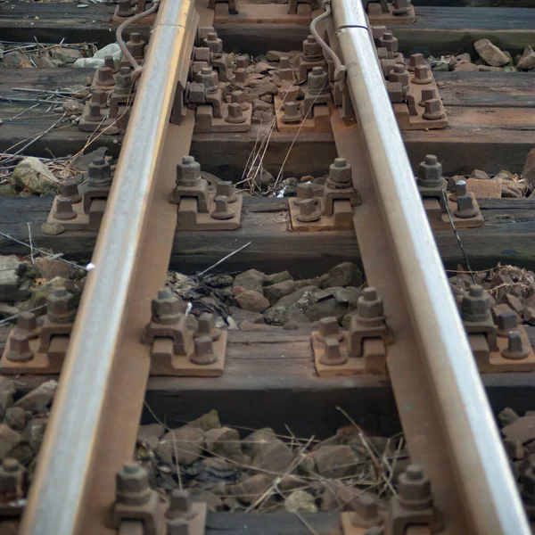 Sluiten Van Oude Roestige Rails Stad — Stockfoto