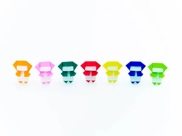 Colorful Origami Ninja White Background — Stock Photo, Image