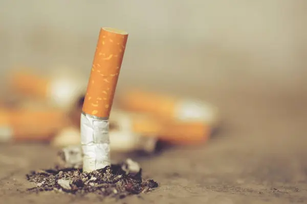 World Tobacco Day Concept Stop Smoking Tobacco Cigarette Butt Floor — Stockfoto