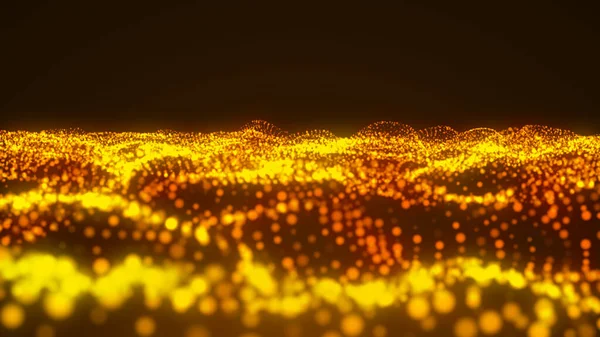 豪華なゴールドの輝く粒子波背景 — ストック写真