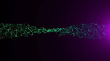 Parlatıcı parçacıklar parlak parlama ile dalgalı yüzeyi