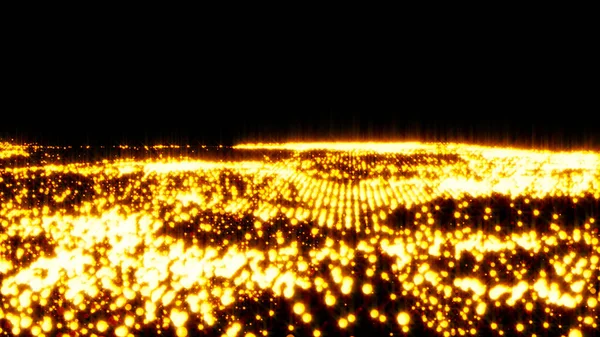 豪華なゴールドの輝く粒子波背景 — ストック写真