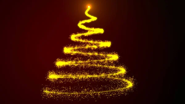 Leuchtender Weihnachtsbaum Mit Teilchen Digitale Illustration — Stockfoto