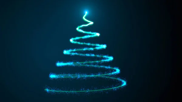 Svítící Vánoční Stromeček Částicemi Digitální Ilustrace — Stock fotografie