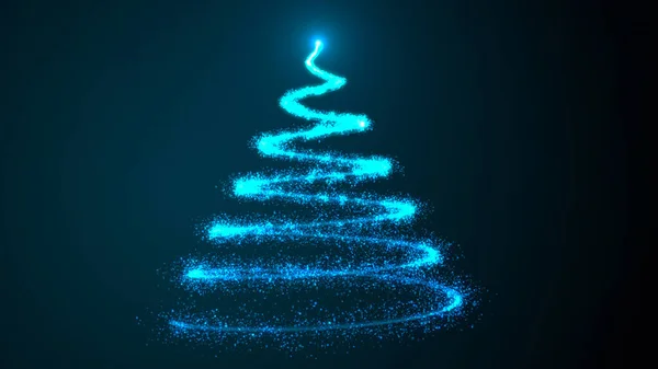 Árvore Natal Brilhante Com Partículas Ilustração Digital — Fotografia de Stock