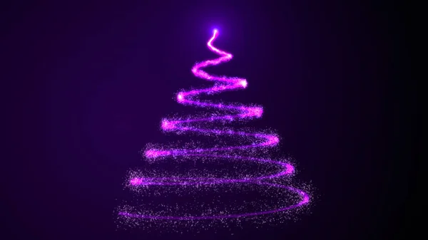 Svítící Vánoční Stromeček Částicemi Digitální Ilustrace — Stock fotografie