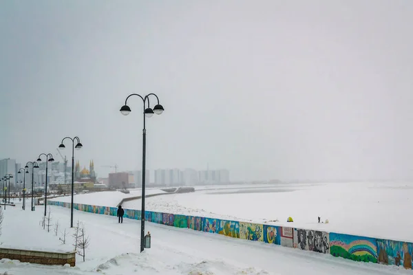 Śnieg Zimowej Promenady Tło Zimowe — Zdjęcie stockowe