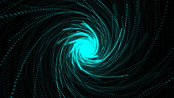 Abstract spiral particles. neon Shine blue background