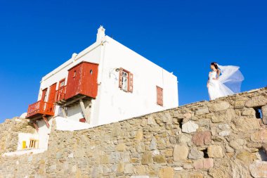Mykonos Adası, Yunanistan 'da gelin