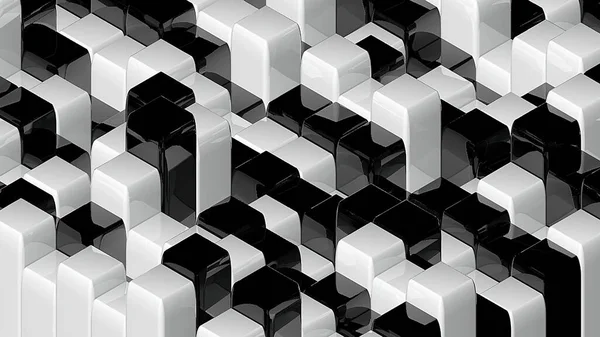 Abstract geometric back and white cubes, optical Illusion, computer generated 3D rendering backdrop