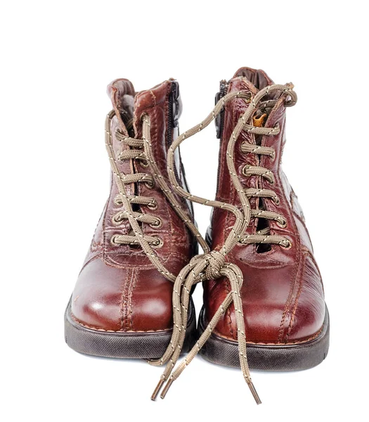 Brown Leather Boots White Background — Stock Photo, Image