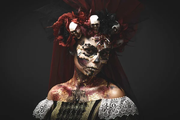 Young Girl Image Santa Muerte — Stock Photo, Image