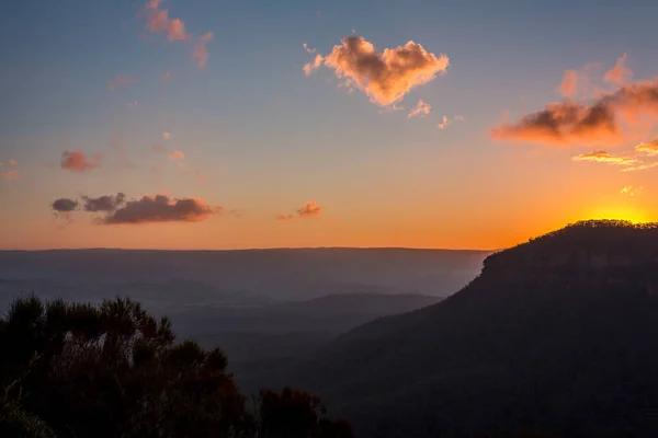 Vista Pôr Sol Sobre Blue Mountains Austrália — Fotografia de Stock