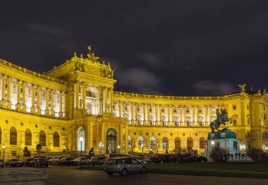 Hofburg Sarayı, Viyana. Avusturya, Viyana 'da güzel bir sokak manzarası ve mimari
