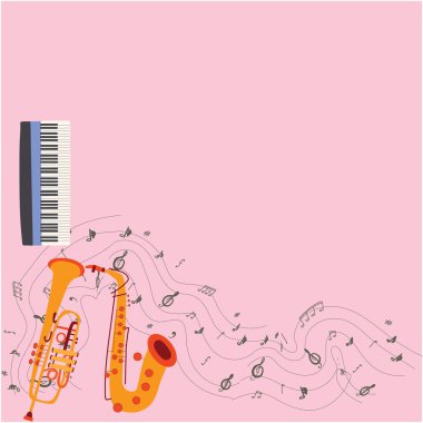 Müzik aletleri kenarlığı, renkli illüstrasyon 