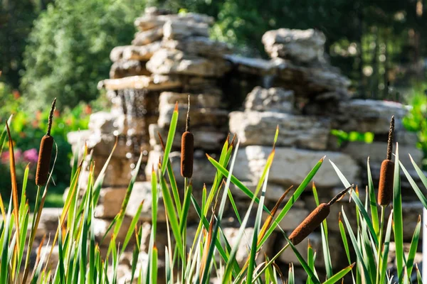 Man Made Falls Stone Made Person Garden — Stock Photo, Image
