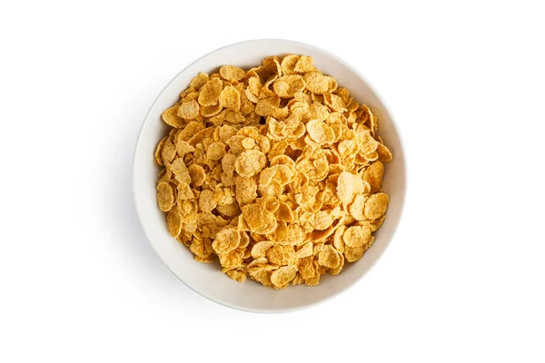 Cornflakes Geïsoleerd Een Bord — Stockfoto