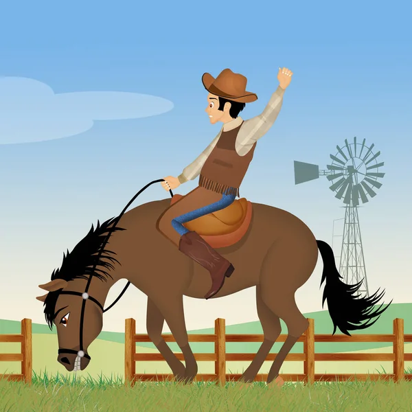 Ilustración Del Hombre Caballo Rodeo —  Fotos de Stock