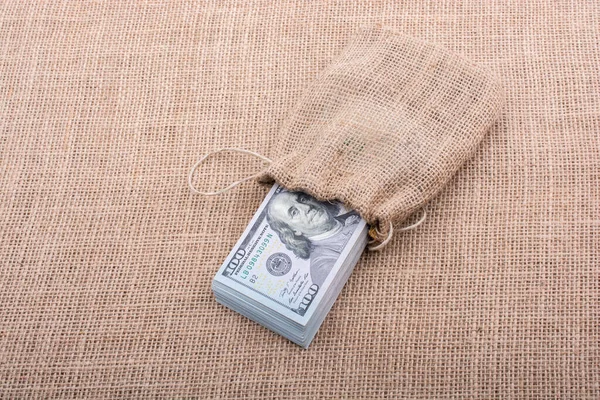 Banknote Bundle Dollars Sack — Fotografia de Stock