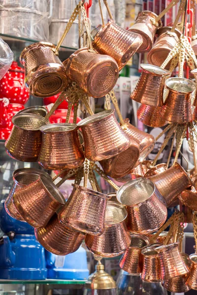 Türkische Kaffeekannen Aus Metall Traditionellen Stil — Stockfoto