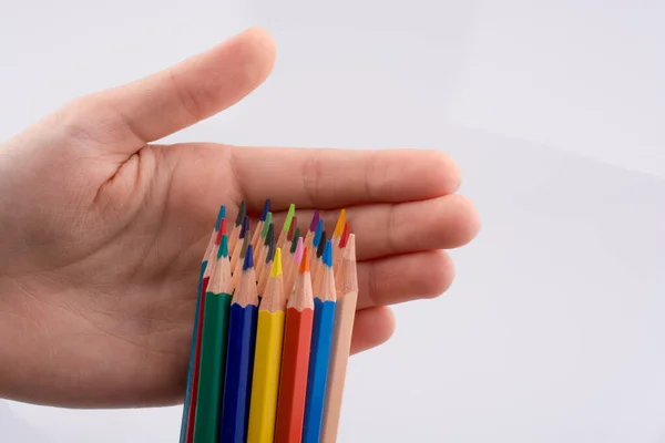 Crayons Maintien Des Mains Gros Plan — Photo
