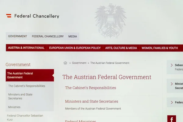 Página Web Governo Austríaco — Fotografia de Stock