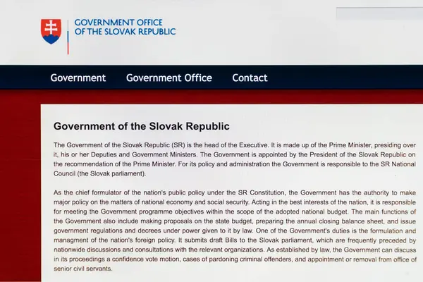 Slovakya Hükümeti Web Sayfası — Stok fotoğraf