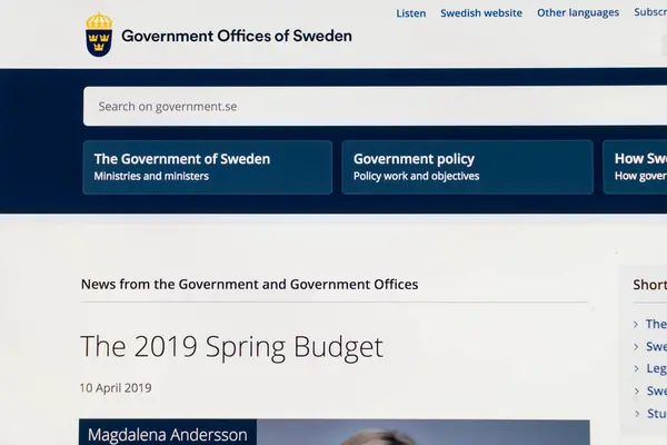 Pagina Web Del Governo Svedese — Foto Stock