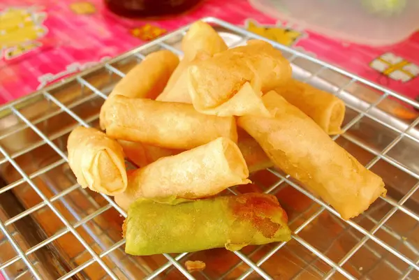 Fried Spring Rolls Food Close View — Stock Photo, Image