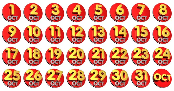 October Calendar Illustration — Stock Photo, Image