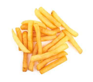 Beyaz arka planda patates kızartması.