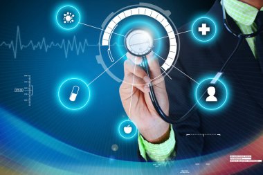 genç doktor gösteren stetoskop