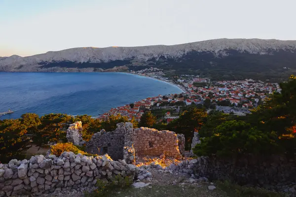Summer City Bay Shore Adriatic Sea Croatia View Hill — Stockfoto