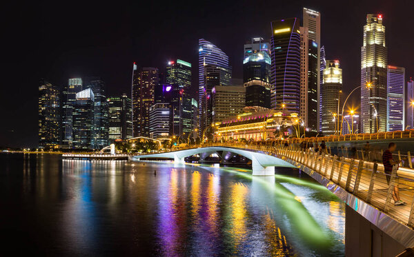 Singapore city building in illumination at night